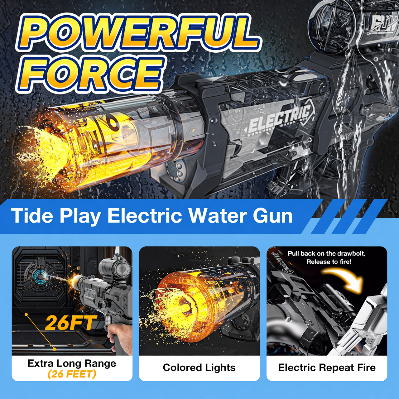 Ultimate Battle Blaster Electric Water Gun - High-Speed 26ft Range| Summer Fun UAE
